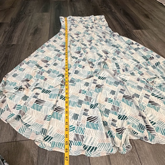 White House Black Market Geometric Strapless High Low Midi Dress Blue White 12 - Picture 8 of 12